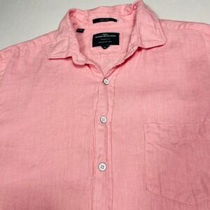 Rodd & Gunn Mens XL Pink 100% Linen Short Sleeve Button Down Sports Fit Shirt